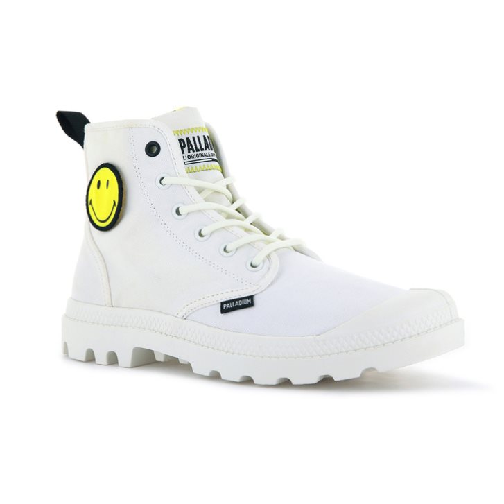 Palladium Pampa Smiley Change Men's Boots White | UK A432-VEY